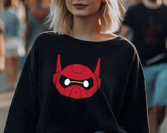 Baymax Big Hero Helmet Sweatshirt, Baymax Helmet Hoodie, Big Hero 6 Sweater, Baymax Fans Gift, Disneyland Family Trip Crewnecks