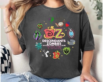 Descendants Zombies Worlds Collide Tour Shirt, Descendants World Tour Concert, Music Festival, Descendants Fans Tee