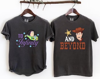 To infinity and Beyond Couple Toy Story Shirts, Woody and Buzz Siblings Tees