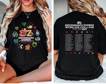 Descendants Zombies Worlds Collide Tour Shirt, Descendants World Tour Concert, Disney The Rise Of Red, Music Festival, Descendants Fan Tee