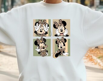 Minnie Mouse Leopard Safari Sweater, Animal Kingdom Girls Trip Crewnecks