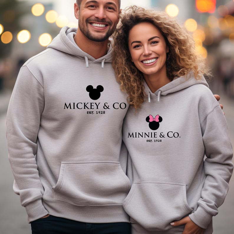 Matching Minnie and Mickey Mouse Hoodies, Minnie Mickey & Co Sweaters, Disneyland Sweaters, Couples Disney Sweatshirts, Kids Crewnecks image 3