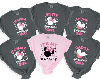 Minnie Mouse Matching Birthday Family Shirts, Minnie Birthday Girl Family Shirt, Mom Dad Sister Brother Uncle Auntie, Disney Celebration