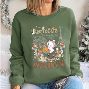 Aristcoats Paris Sweater, Bonjour Berlioz Toulouse Marie Hoodie, Cute Disney Cats, Disneyland Trip Sweater, Cat Lovers, Paris Trip Crewnecks