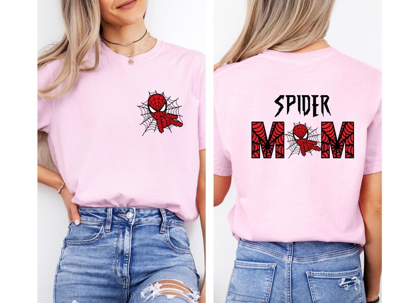 Spider Mom Spider Dad Matching Party Shirts, Spiderman Parents Tee, Birthday Party Family Shirts image 6