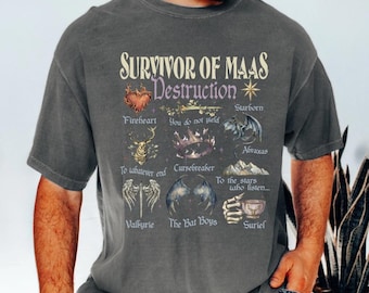 Camiseta de Superviviente de la Destrucción de Maas, Trono de Cristal, Merchandising de Crescent City, Darkness Claim Us, Merchandising de SJM, Camiseta del Club de Lectura de Romantasy Readers
