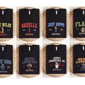 Zootopia Varsity Shirts, Matching Nick Wilde Gazelle Judy Hopps Flash Mayor Lionheart Mr Big Chief Bogo Zootopia Movie Group Tees Bild 3