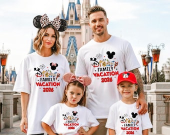 Camisetas de Disneyland Family Vacation 2026, camisetas de Minnie y Mickey a juego