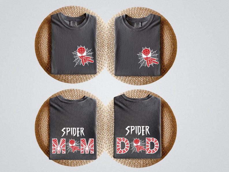 Spider Mom Spider Dad Matching Party Shirts, Spiderman Parents Tee, Birthday Party Family Shirts image 2