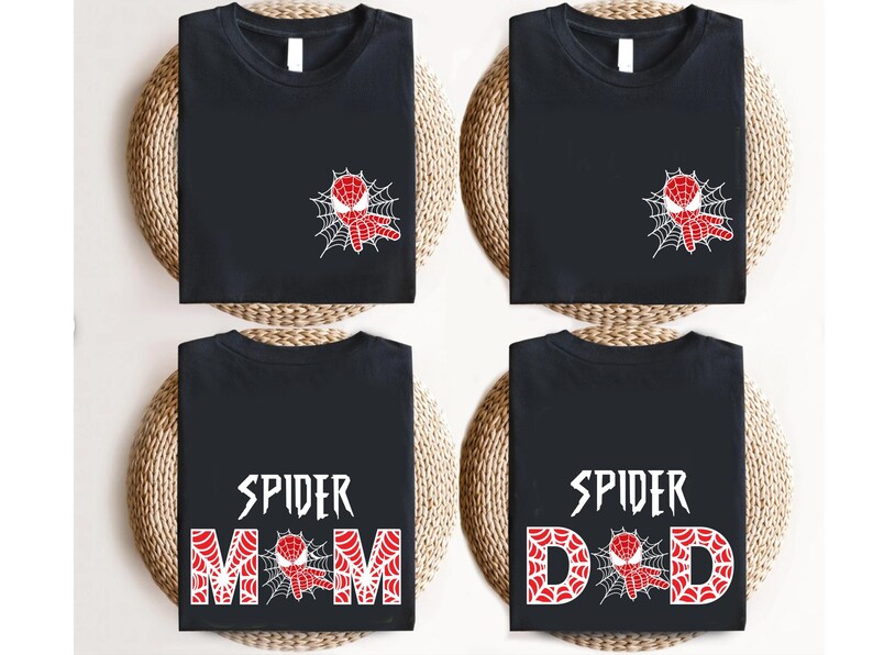 Spider Mom Spider Dad Matching Party Shirts, Spiderman Parents Tee, Birthday Party Family Shirts image 3