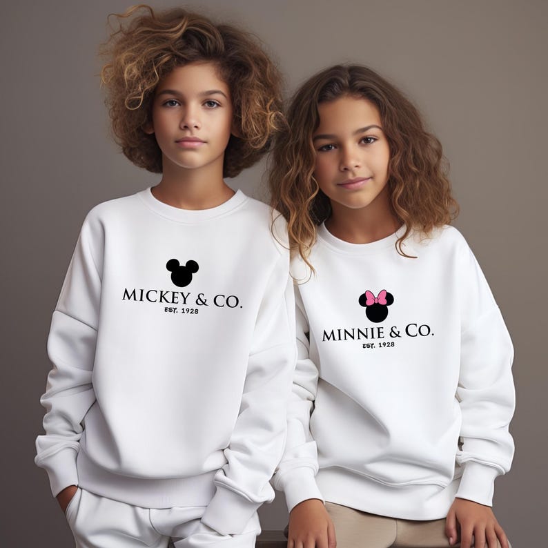 Matching Minnie and Mickey Mouse Hoodies, Minnie Mickey & Co Sweaters, Disneyland Sweaters, Couples Disney Sweatshirts, Kids Crewnecks image 2