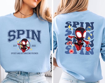 Spidey And His Amazing Friends Spin Sweater, Spin Hoodie, Kids Spidey Crewnecks, Disney Comics, Avengers Kids Ghost Sweatshirts