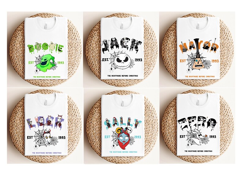 four t - shirts with different designs on them