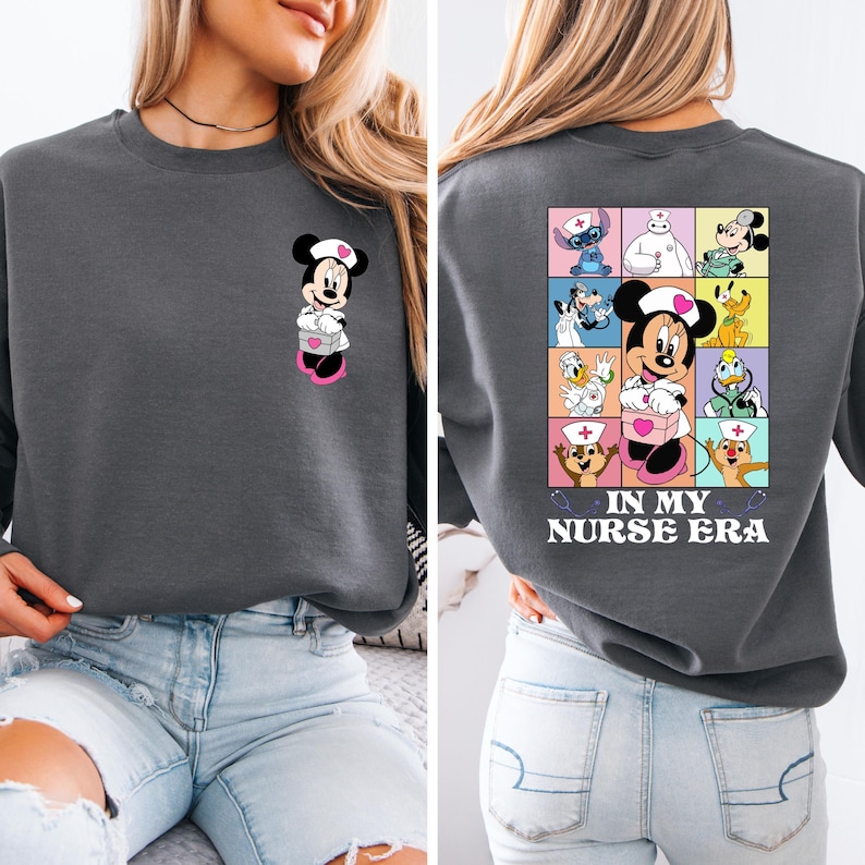 Minnie Mouse in My Nurse Era Sweater, Minnie Mouse Nurse Hoodie, Disney Nurses Day Crewneck, Nurses Day Gift, Cute Nursing School Sweater image 2