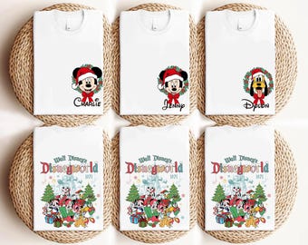 Custom Disneyworld Christmas Trip Family Shirts, Matching Mickey and Friends Xmas Group Tees, Personalized Holiday Tees, Christmas Party