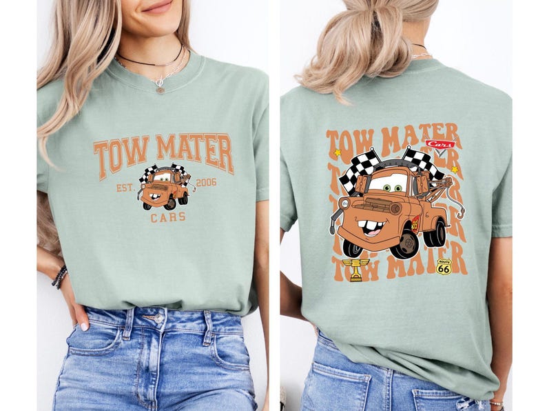 Pixar Cars Party Tees, Piston Cup Lightning Mcqueen Mater Sally Doc Hudson Cruz Guido Luigi Matching Group Tees image 5