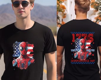 Spiderman 1776 United States 4th of July Tee, Spiderman Independence Day Tee, USA 250th Anniversary, Patriotic American Flag Family Tees