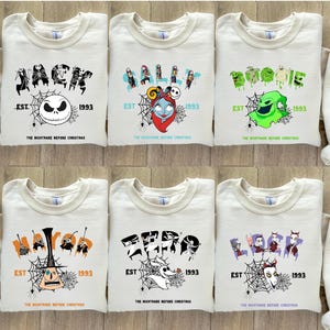 Nightmare Before Christmas Movie Characters Sweater, Jack Sally Zero Boogie lock Mayer Matching Halloween Party Hoodie, Horror Movies Fans immagine 3