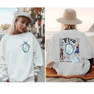 Princess Elsa Coquette Sweater, Frozen Elsa Frame Hoodie, Frozen Women&#39;s Disneyland Crewneck, Girls Trip, Frozen Elsa Fans Sweater