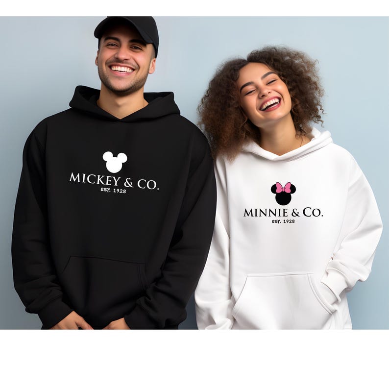 Matching Minnie and Mickey Mouse Hoodies, Minnie Mickey & Co Sweaters, Disneyland Sweaters, Couples Disney Sweatshirts, Kids Crewnecks image 4