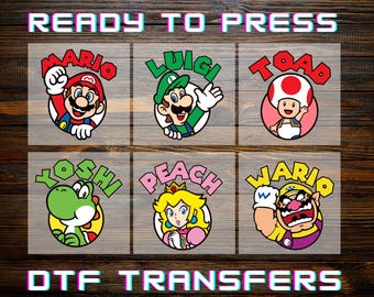 Super Mario Characters Matching Group DTF Transfers, Reay to Print, Iron-on