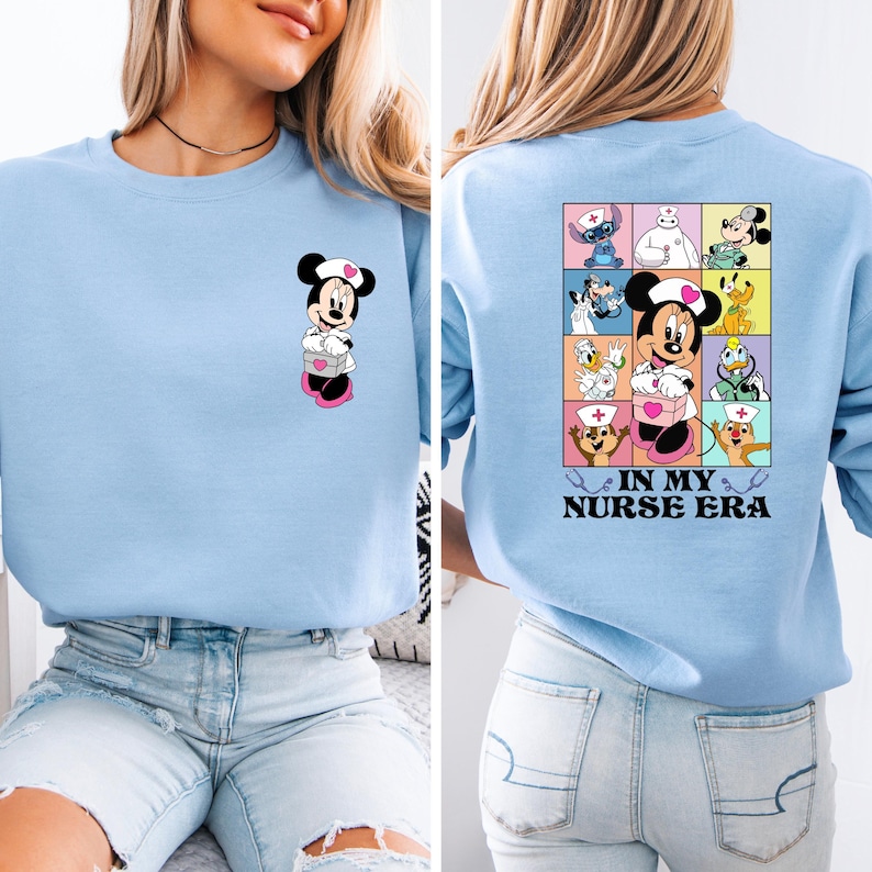 Minnie Mouse in My Nurse Era Sweater, Minnie Mouse Nurse Hoodie, Disney Nurses Day Crewneck, Nurses Day Gift, Cute Nursing School Sweater image 1