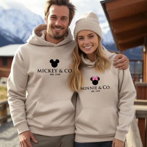 Matching Minnie and Mickey Mouse Hoodies, Minnie Mickey & Co Sweaters, Disneyland Sweaters, Couples Disney Sweatshirts, Kids Crewnecks image 1