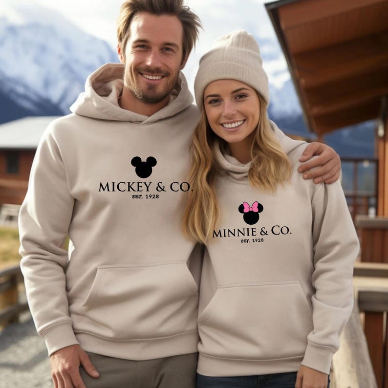 Matching Minnie and Mickey Mouse Hoodies, Minnie Mickey & Co Sweaters, Disneyland Sweaters, Couples Disney Sweatshirts, Kids Crewnecks image 1