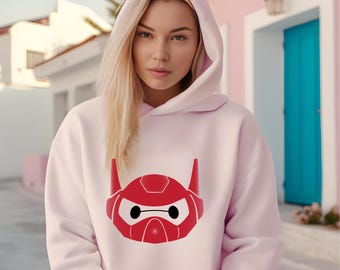 Baymax Big Hero Helmet Sweatshirt, Baymax Helmet Hoodie, Big Hero 6 Sweater, Baymax Fans Gift, Disneyland Family Trip Crewnecks