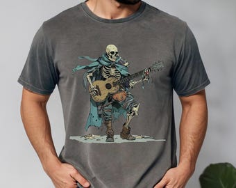 Skeleton Guitarist Halloween Shirt, Haunted Musician Shirt, Halloween Gifts for Men