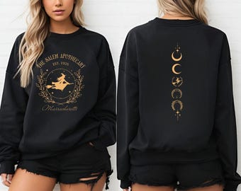 Salem Apothecary Sweater, Salem Massachusetts Spooky Witch Halloween Hoodie, Halloween Party Sweaters, Women Witch Crewneck, Witchy Vibes