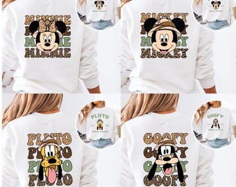 Mickey and Friends Animal Kingdom Sweaters, Disney Matching Animal Kingdom Hoodies, Minnie Goofy Pluto Daisy Donald Safari Mode Crewnecks