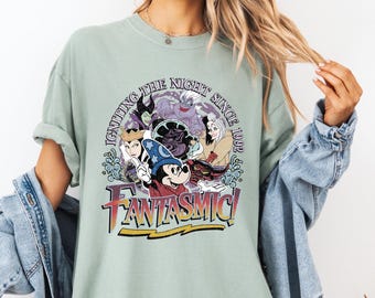 Retro Disney Fantasia Movie Shirt, Comfort Colors Fantasmic Villains T-shirt, Mickey Fantasia Sorcerer Tee, Matching Disneyland Trip Tee