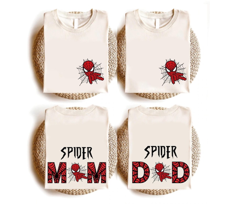 Spider Mom Spider Dad Matching Party Shirts, Spiderman Parents Tee, Birthday Party Family Shirts image 1