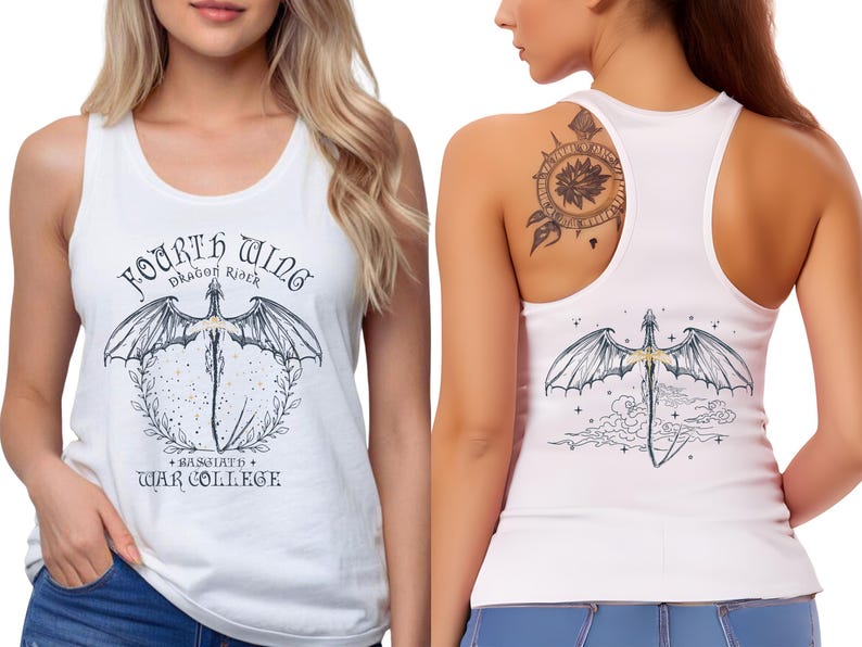 Fourth Wing Next Level Tank Top, Basgiath War College Dragon Rider Racerback, Romantasy Readers, Rebecca Yarros, Fourth Wing Merch image 6
