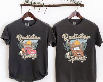 Retro Cars Radiator Springs Shirt, Pixar Lightning McQueen and Tow Mater Tee, Kids Cars Tee, Couples Cars Tee, Family Trip, Cars Piston Cup