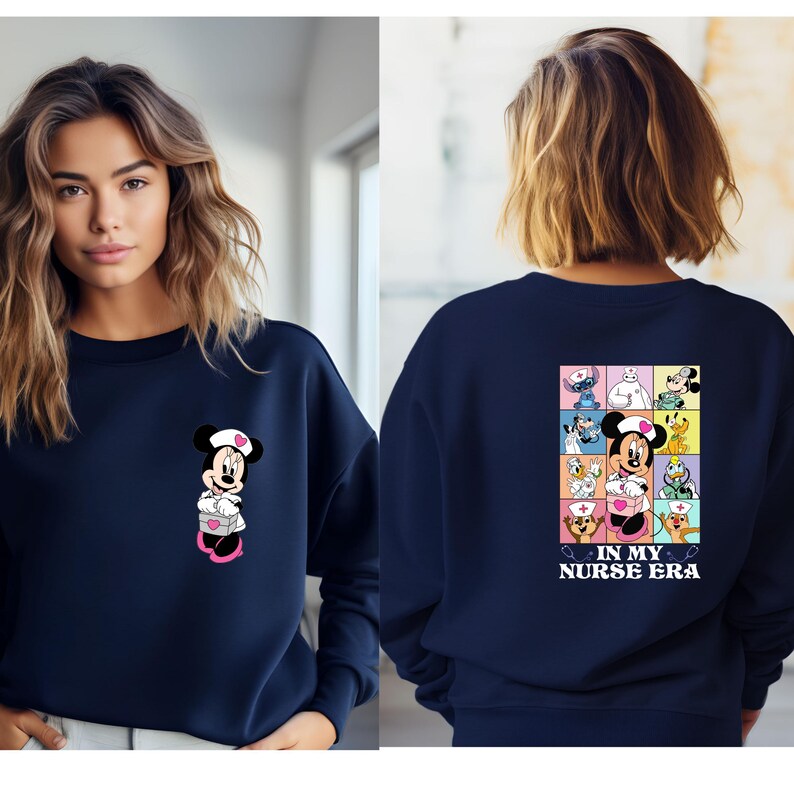 Minnie Mouse in My Nurse Era Sweater, Minnie Mouse Nurse Hoodie, Disney Nurses Day Crewneck, Nurses Day Gift, Cute Nursing School Sweater image 4