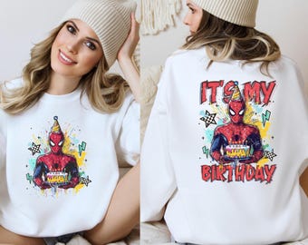Spiderman Birthday Sweater, It's My Birthday Spidey Hoodie, Disney Comics, Spidey Birthday Crewneck, Spiderman Happy Birthday, Kids Sweater