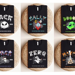 Nightmare Before Christmas Movie Characters Tees, Jack Sally Zero Boogie lock Mayer Matching Halloween Party Tees, Horror Movies Fans Gift image 2