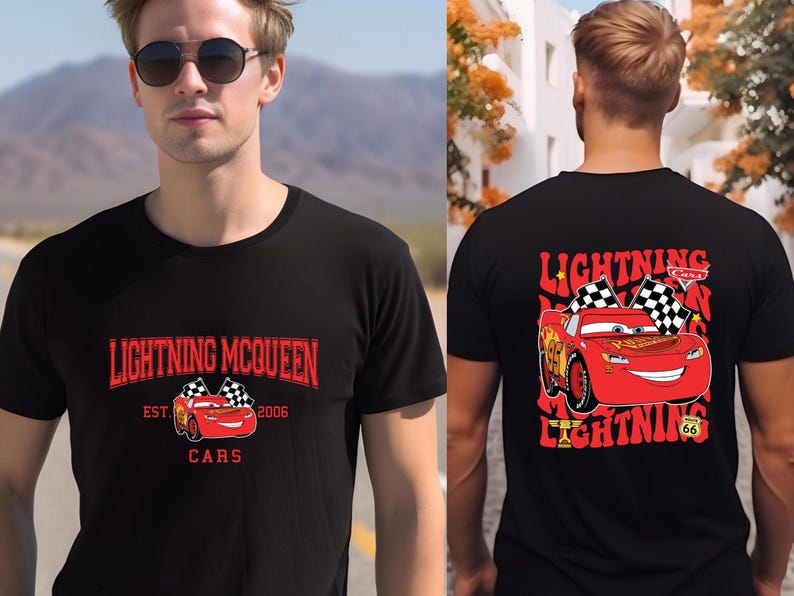 Pixar Cars Party Tees, Piston Cup Lightning Mcqueen Mater Sally Doc Hudson Cruz Guido Luigi Matching Group Tees image 4