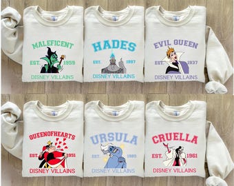 Disney Villains Sweatshirts, Evil Queens, Maleficent Hades Queen of Hearts Ursula Cruella Evil ClubMatching Hoodies