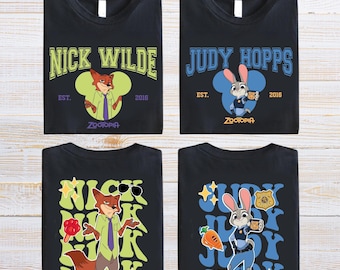 Nick Wilde & Judy Hopps Zootopia2 Movie Matching Couple Shirts: Comfort Color Bella Canvas Tees