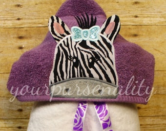 Zebra hooded towel, kids pool wrap, kids towel, farm & hunting towel, magical hooded towel