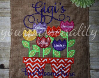 Love grows here burlap - mothers day gift - burlap garden flag - fathers day gift - mimis love - nanas garden - grandma gift - gift for her