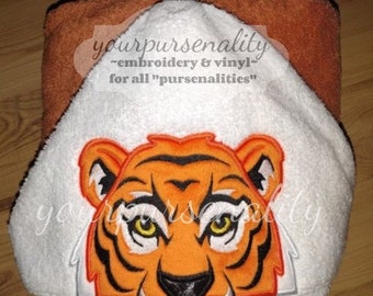 READY TO SHIP!  Orange bengal tiger hooded towel, great for Christmas or birthdays