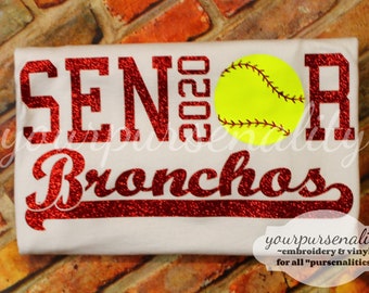 Senior softball, SENIOR 2024, any sport, glitter vinyl, glitter tee, vinyl shirt