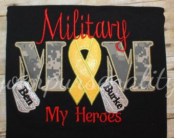 Military MOM shirt - Military Dad - Army mom - Navy dad - Yellow ribbon - National Guard - Marine Mom - My heroes