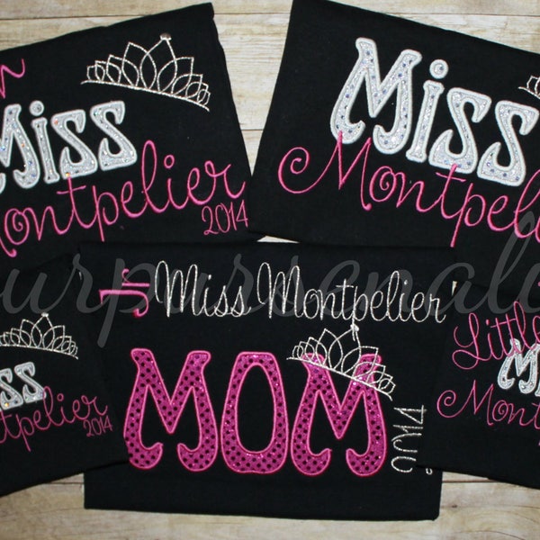 Beauty pageant shirt, princess shirt, county fair pageant shirt, pageant mom shirt, glitter tee, embroidered shirt, yourpursenality