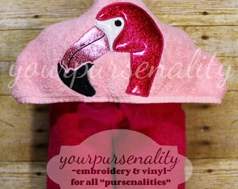 Flamingo hooded towel, baby shower gift, new baby gift, kids pool wrap, kids towel, bath towel