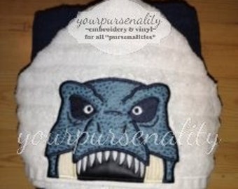 READY TO SHIP!  Blue T-Rex hooded towel, great for Christmas or birthdays